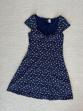 H&M Navy Dress with Cream Floral Print